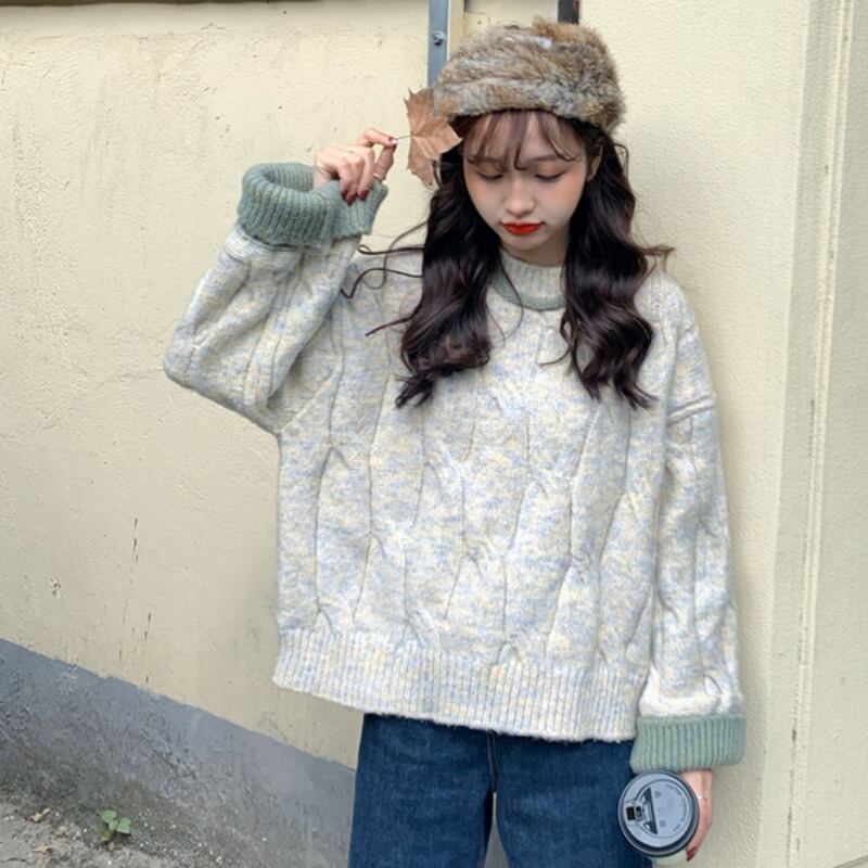 セーター スプリングオータムスタイルプルオーバー トップス 春物 秋物 1号婦人6378150661