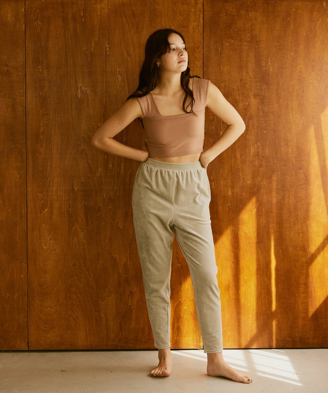 COTTON VELOUR GATHER PANTS