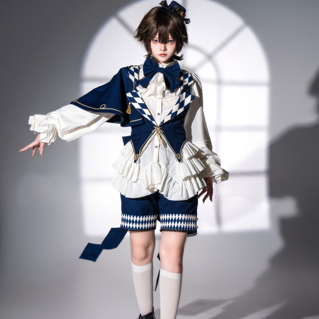 SEASONZ 皇子系ロリィタ 男装コーデ 道化師 サーカス風 5点 オールインワン セット イベント衣装