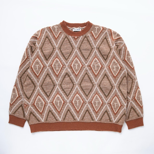 Diamond pull over knit (BROWN)