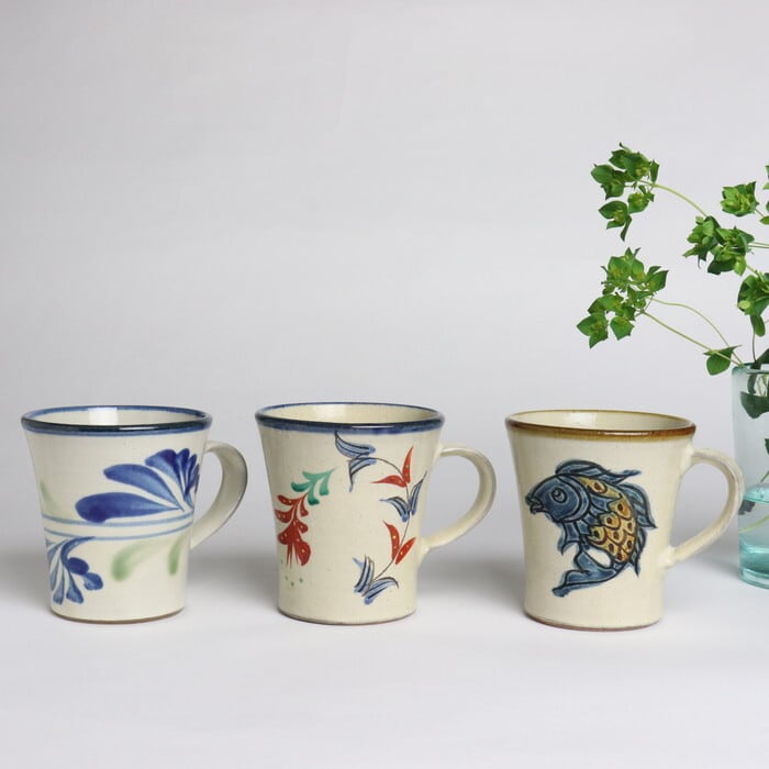 やちむん 陶眞窯 マグカップ 魚紋 Yachimun Mug Fish #050 | 和