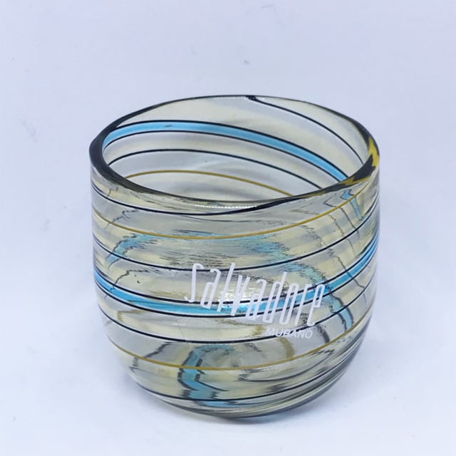 ベネチアングラス　ストライプ模様のガラスカップ 魚モチーフ ベネチアングラス ストライプ模様のガラスカップ 魚モチーフ