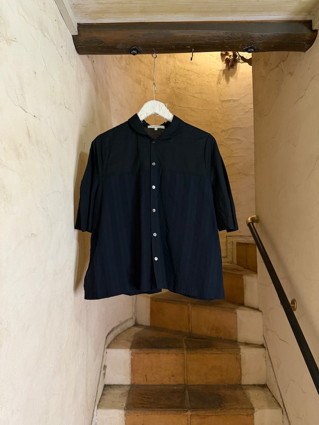 VLAS BLOMME | C/L PANAMA STRIPE SHAWL COLLAR SHIRT