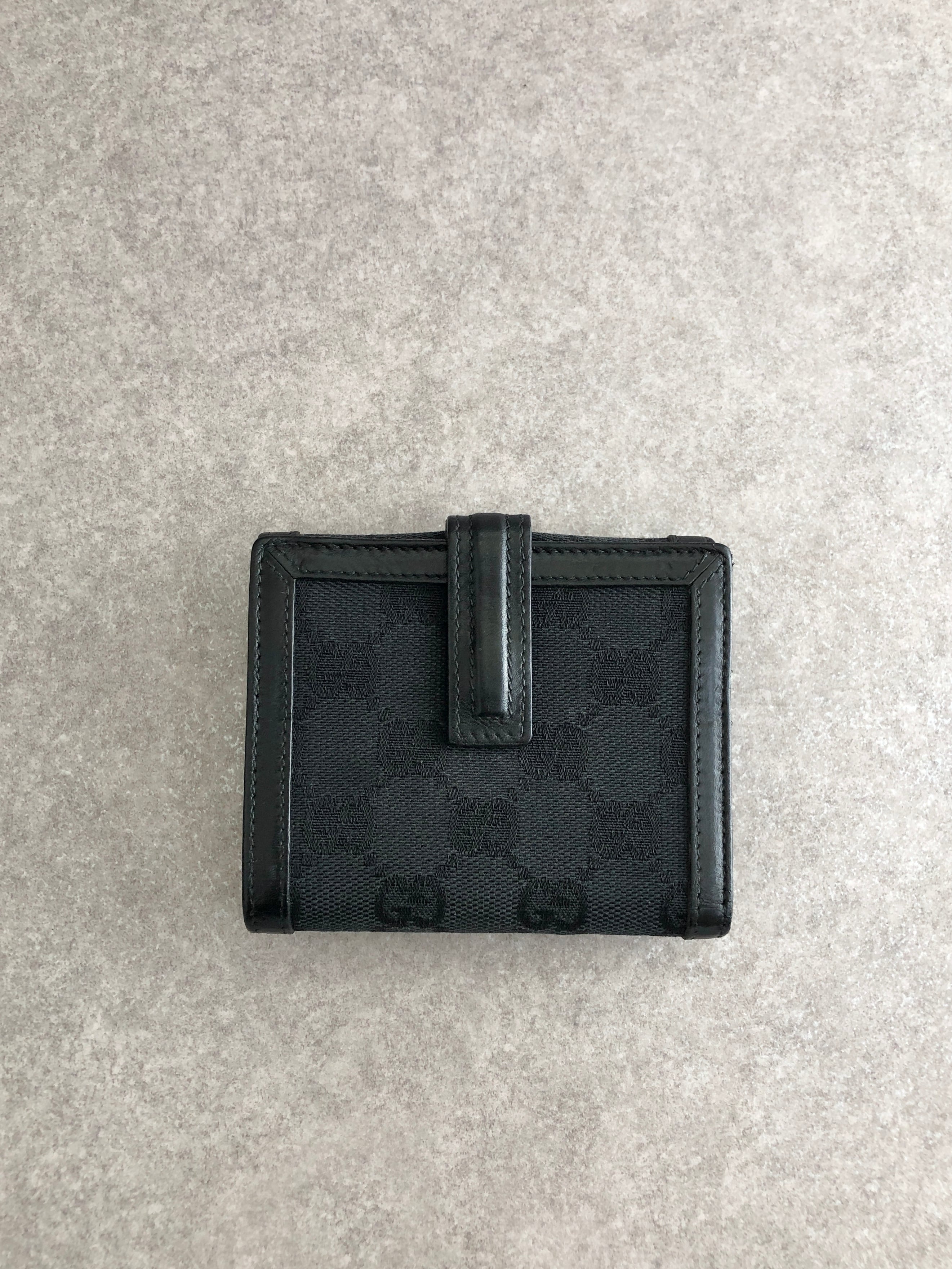 GUCCI グッチ GG 財布 ブラック Gロゴ キャンバス 2つ折り vintage