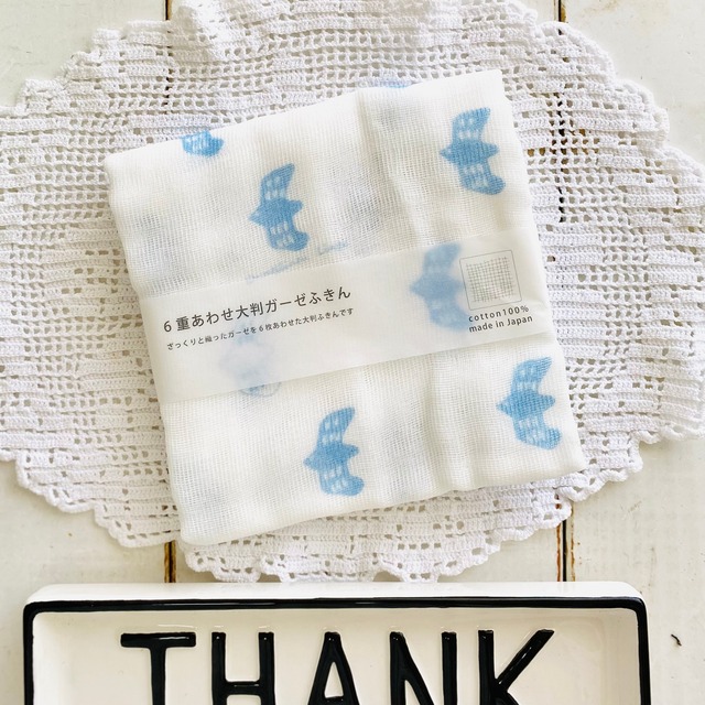 鳥柄ガーゼ大判布巾