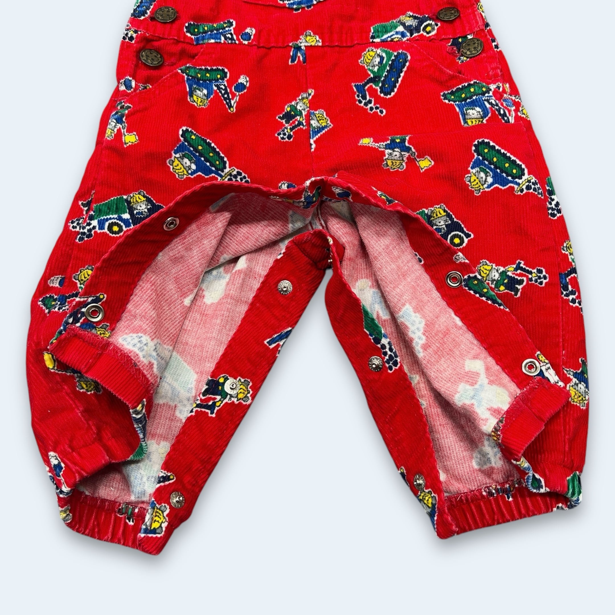 6-9M】USA製 OSHKOSH patterned corduroy overall オシュコシュ ねずみ
