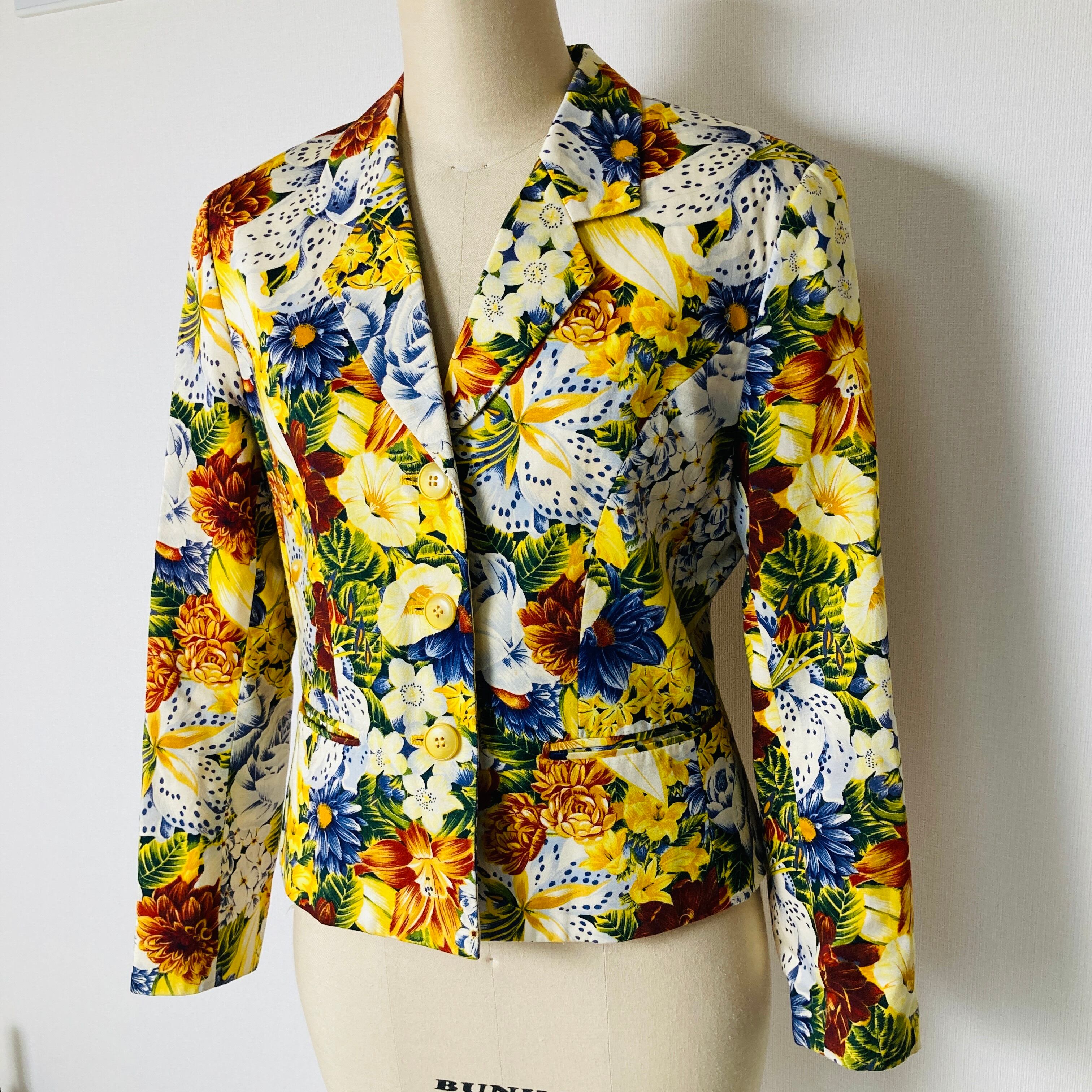 Used】KENZO Paris フローラ フラワー 花 総柄 テーラードジャケット 