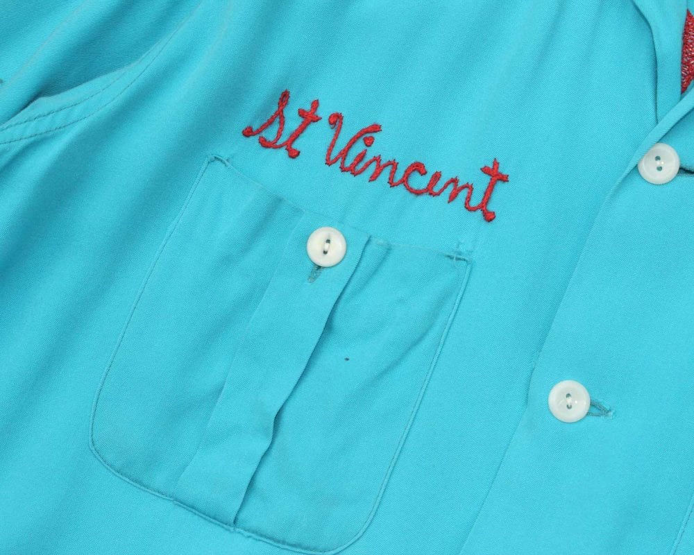 Vintage L/S Loop Collar Rayon Gabardine Bowling Shirt [Unknown