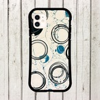 受注生産 iPhoneケース 青い丸線のミニマル抽象柄｜抽象アート PABS107B