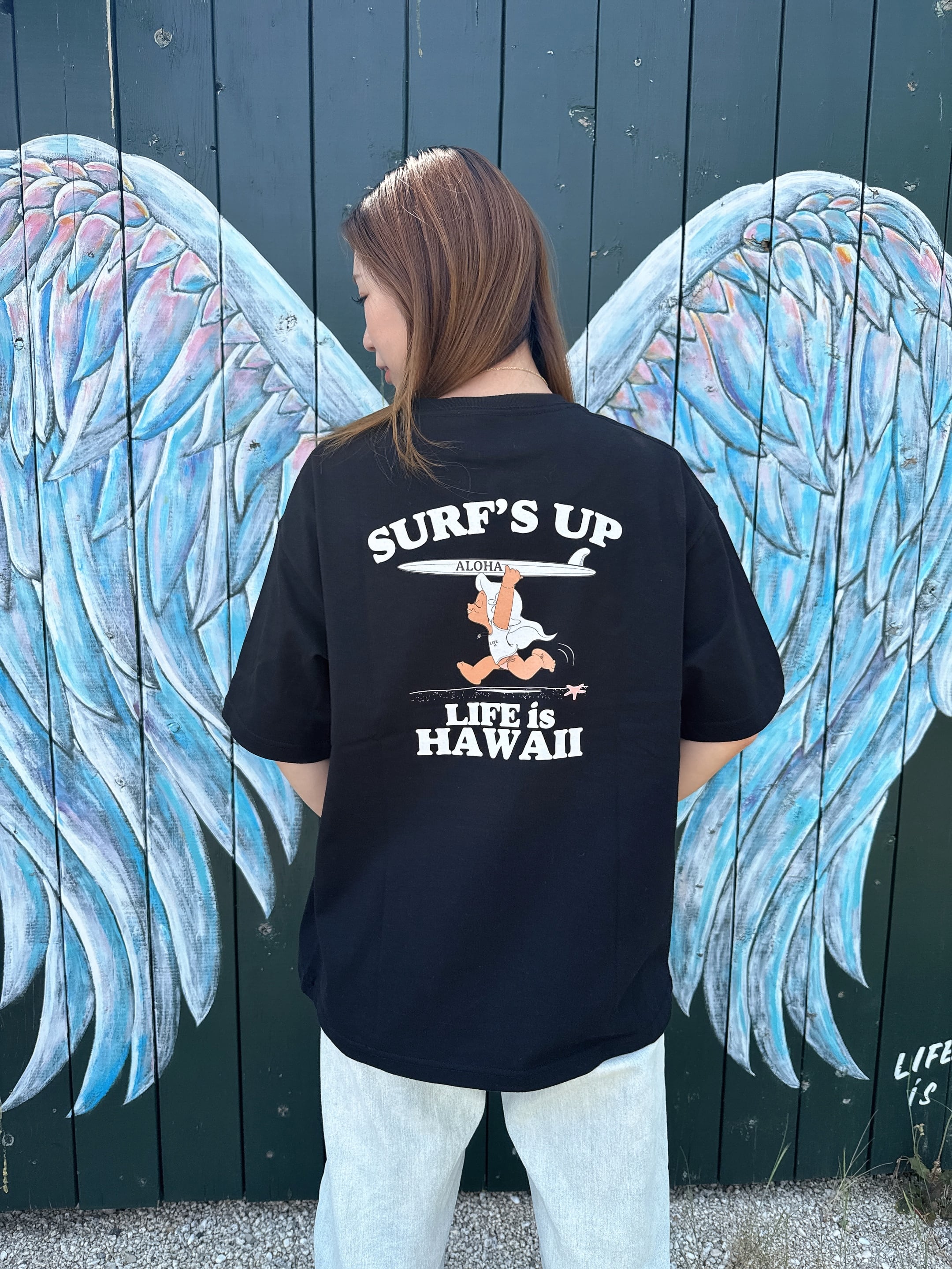 LIFE is × MAPUAコラボsurf's up フルカラービックシルエットTシャツ ¥7,200+tax