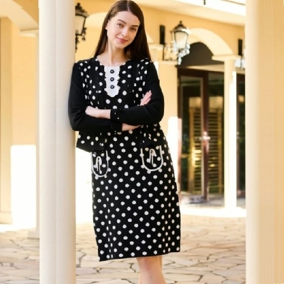 スーパービューティー カーディガン ドット ニット 2411007 ブラック