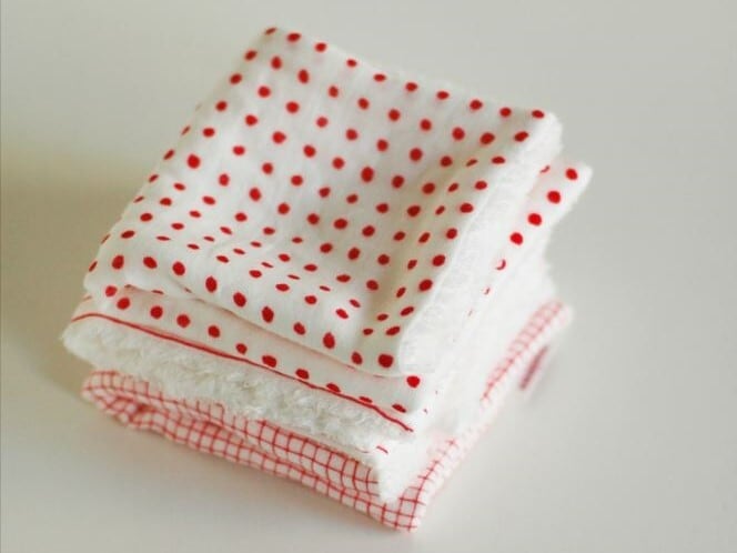 mitsou×倉敷意匠 | パイルガーゼハンカチ 赤・青