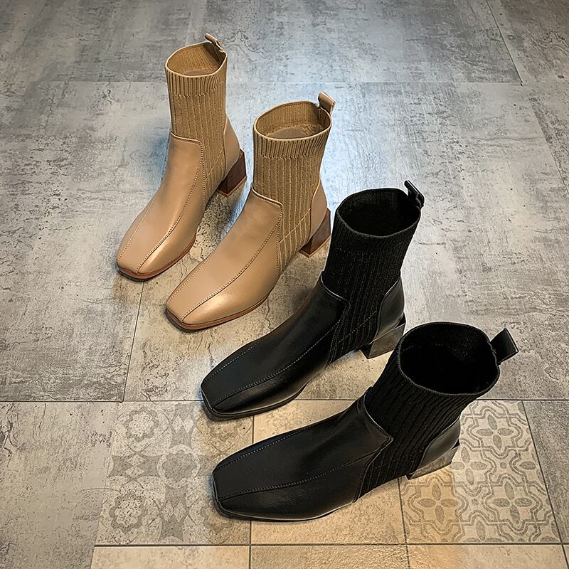 ブーツレディースカジュアルレッドショート 靴 シューズ スクウェア フェイクシューズ53658820909