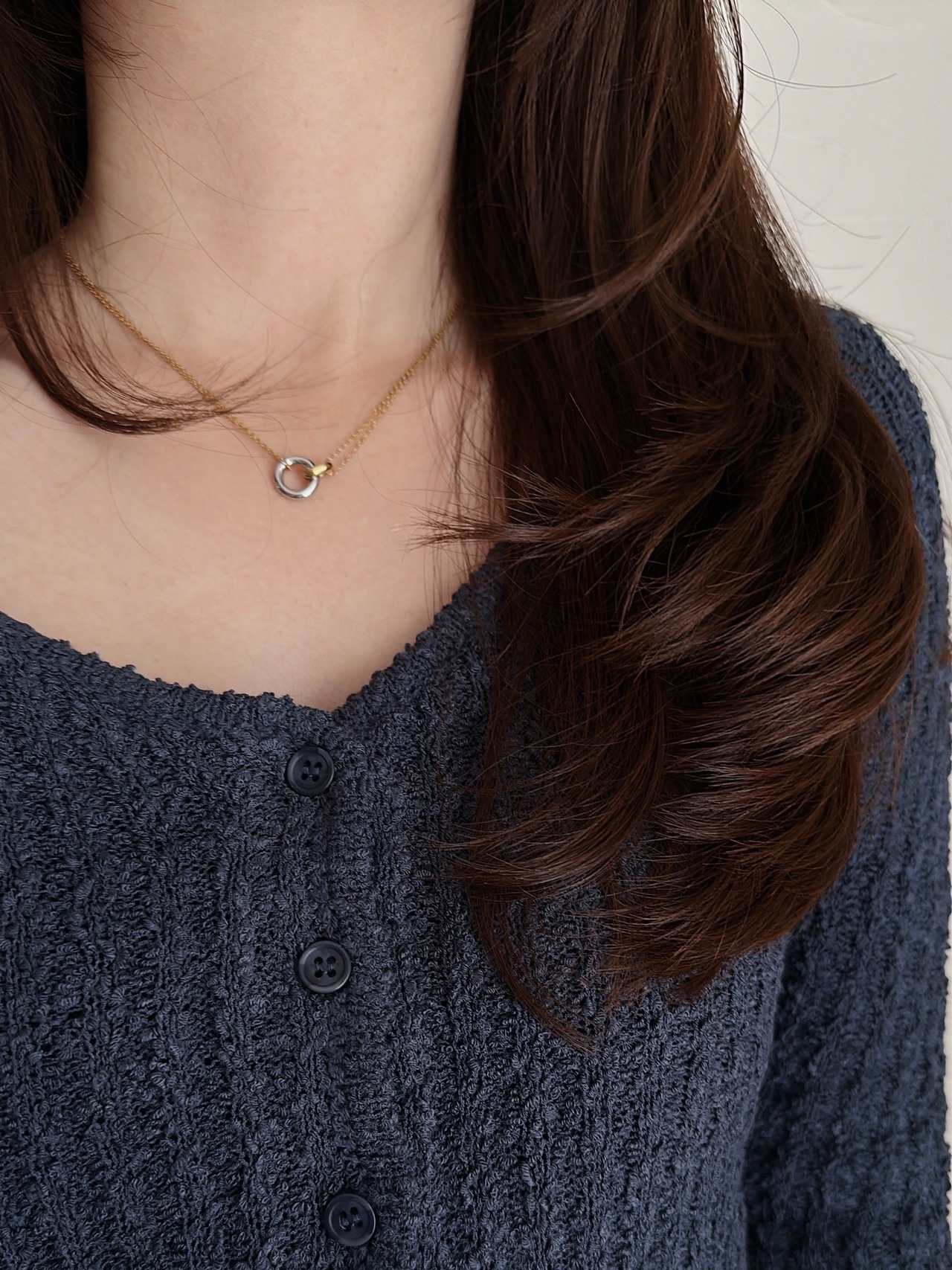 SS ツーカラーリングネックレス