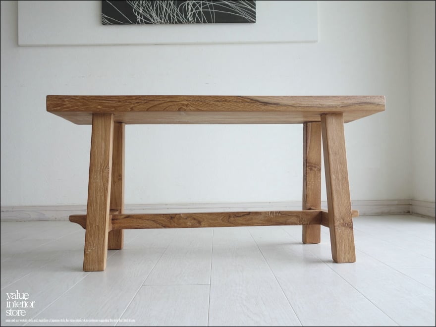 オールドチーク無垢材ベンチ UF6 長椅子 古材家具 一枚板 総無垢