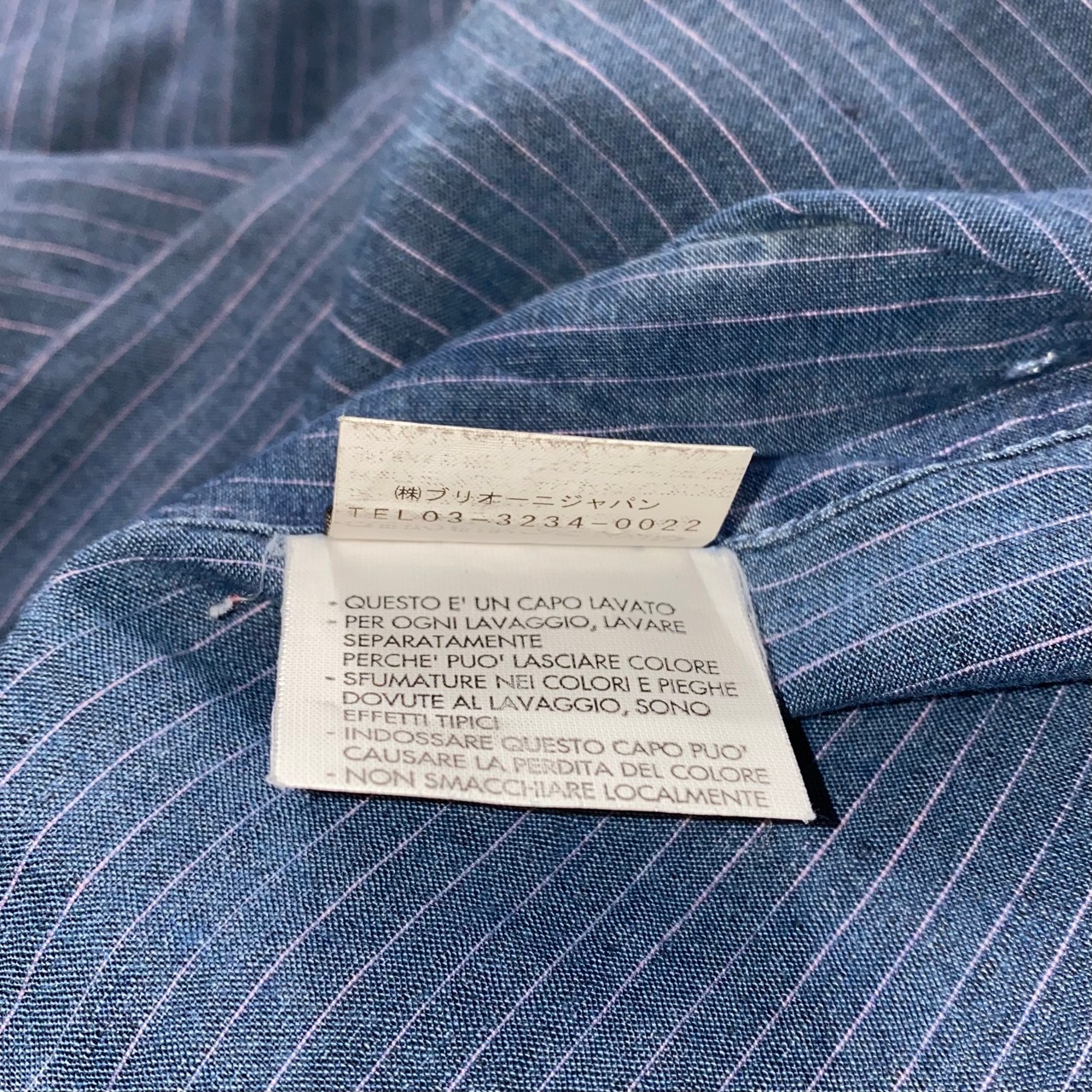 BRIONI pink stripe chambray shirt