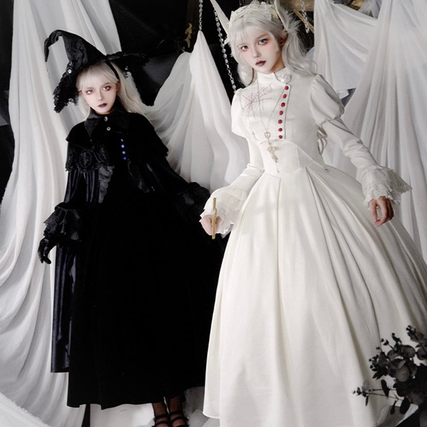 サブカル 服 地雷系 通販 系 ファッション ゴスロリ PUJI オリジナル マント 羽織り ジャケット 襟付き 上着 ゴシック ダークファッション 闇かわいい 秋冬服