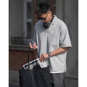 Stripe open collar polo shirt 1421
