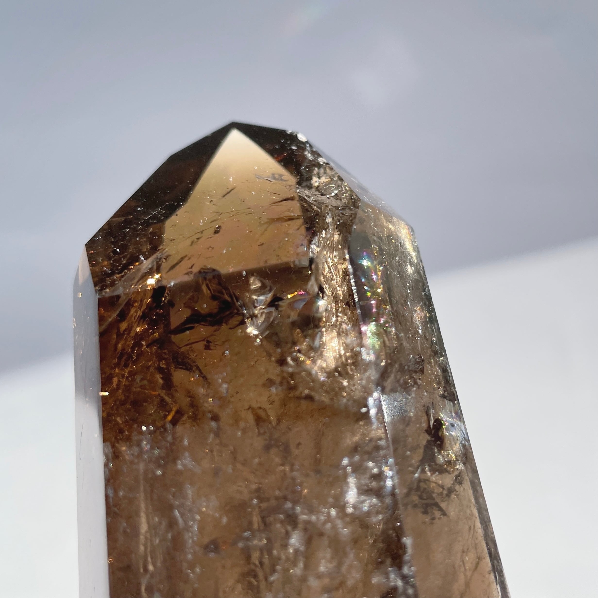 虹入り◎スモーキークォーツ タワー08◇Smoky quartz Tower◇天然石