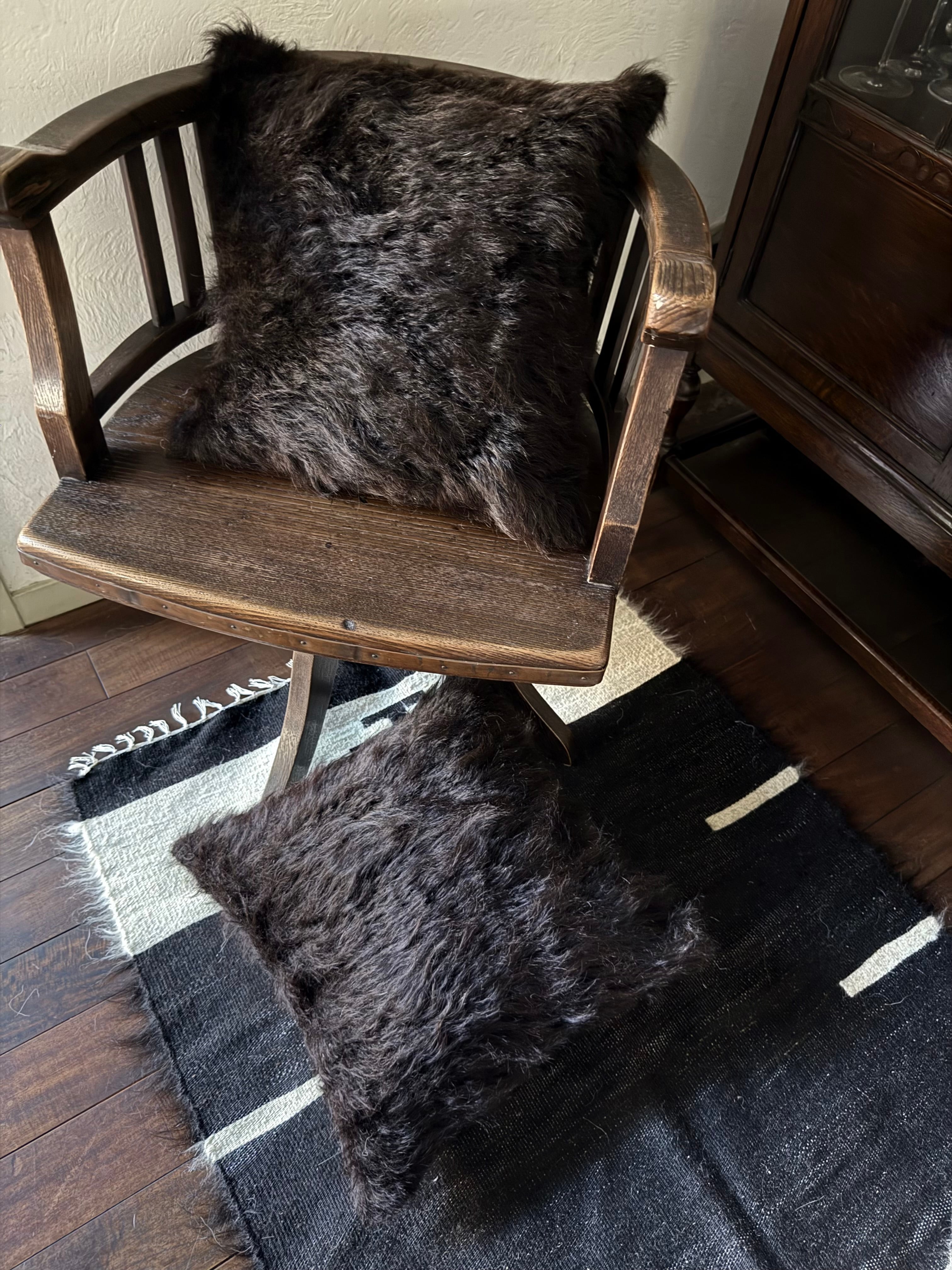 298 Vintage Battaniye Cushion Cover Black ヴィンテージ