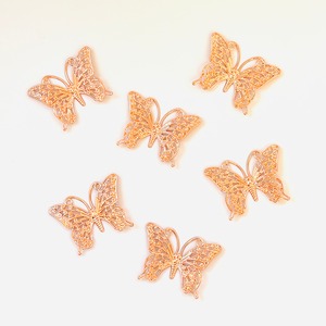 6枚セット真鍮透かしパーツ【蝶々】銅・ブロンズ・コッパー