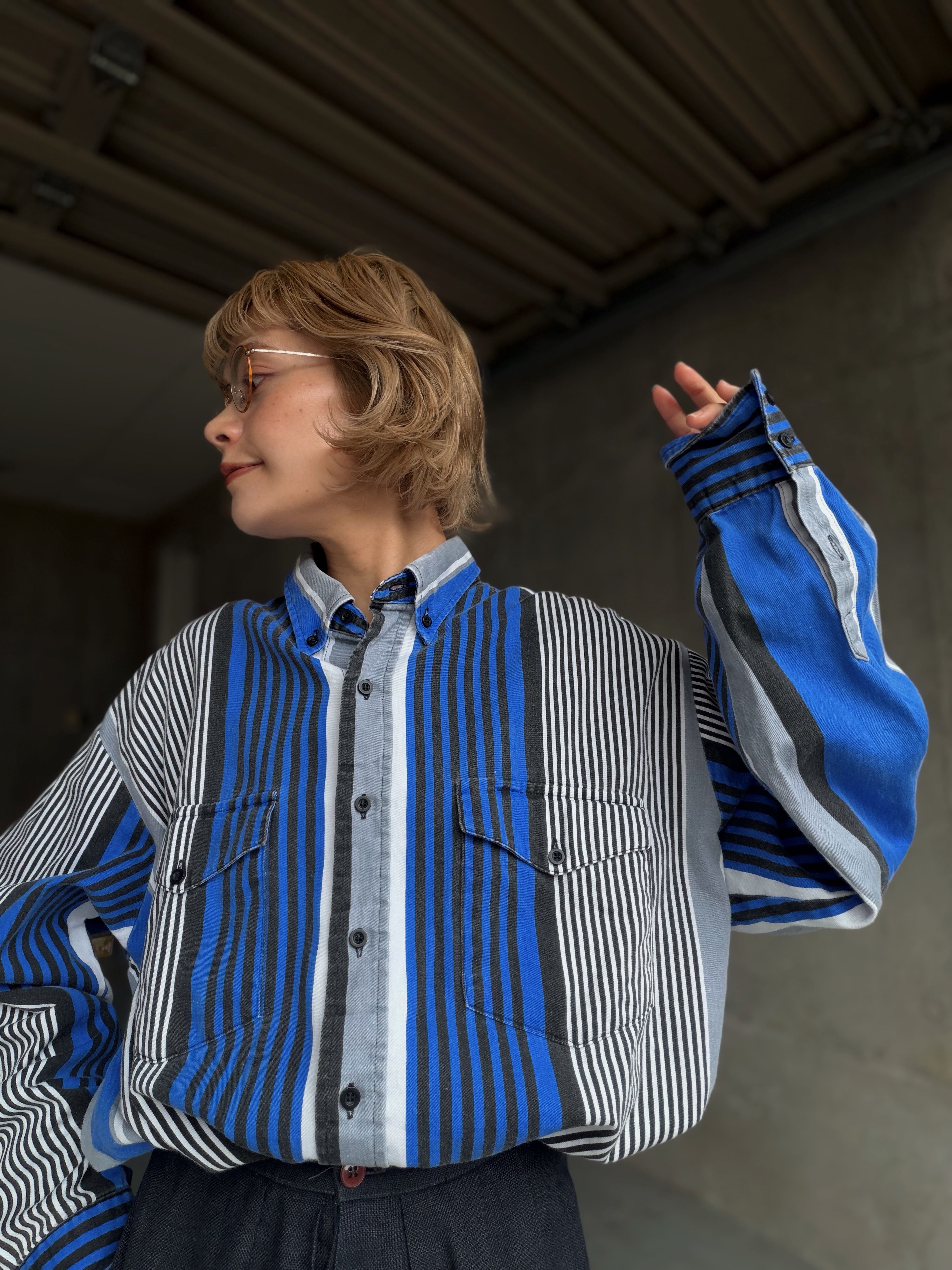 (SH)Multi color stripes BD shirt made in USA