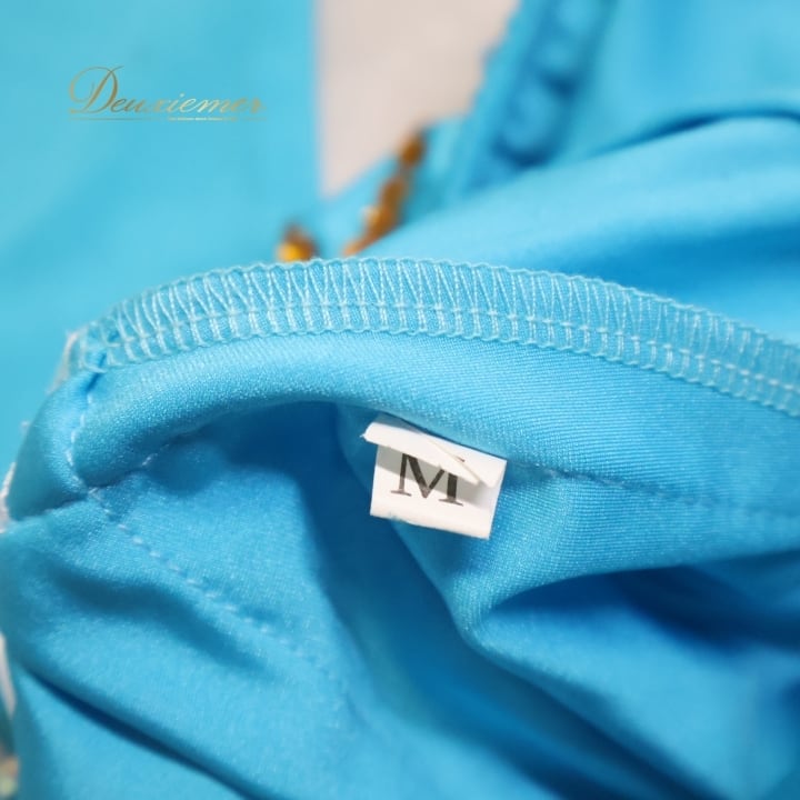 社交ダンス 衣装 ラテン ドレス ワンピース 水色 レース フリル 青