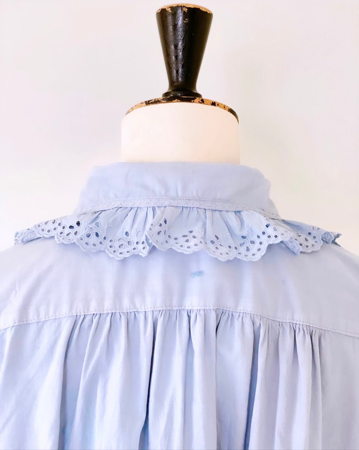 1900's Antique Ice blue Nightdress / フランス アンティーク ナイトドレス - アイスブルー | BOUDOIR  powered by BASE