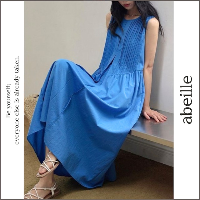 pin tuck sleeveless one-piece 14577