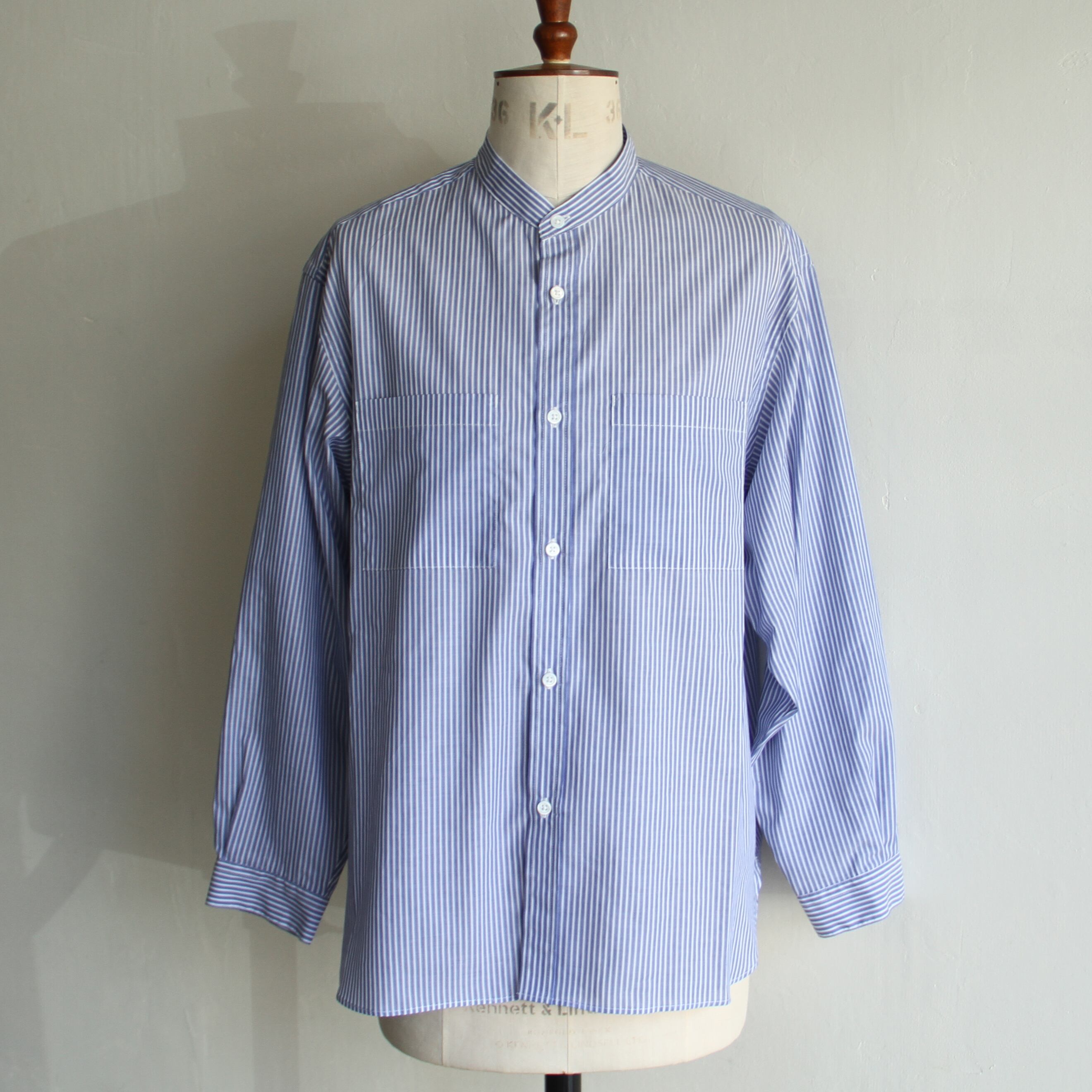 STILL BY HAND Cotton stripe band collar shirt | Terminal
