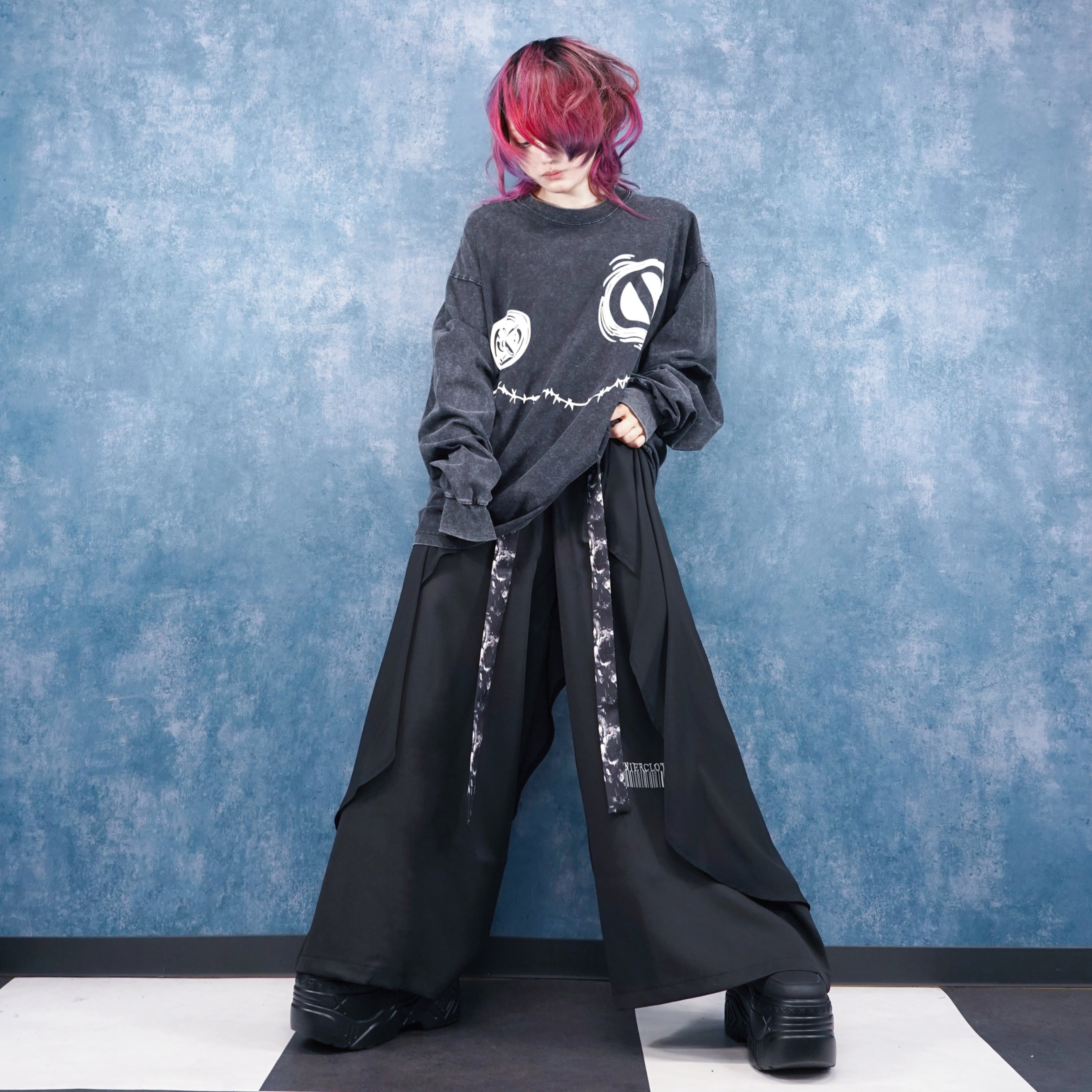 FLAP LAYERED ZIP WIDE PANTS【SHADOW ROSE STRAP】 | NIER CLOTHING