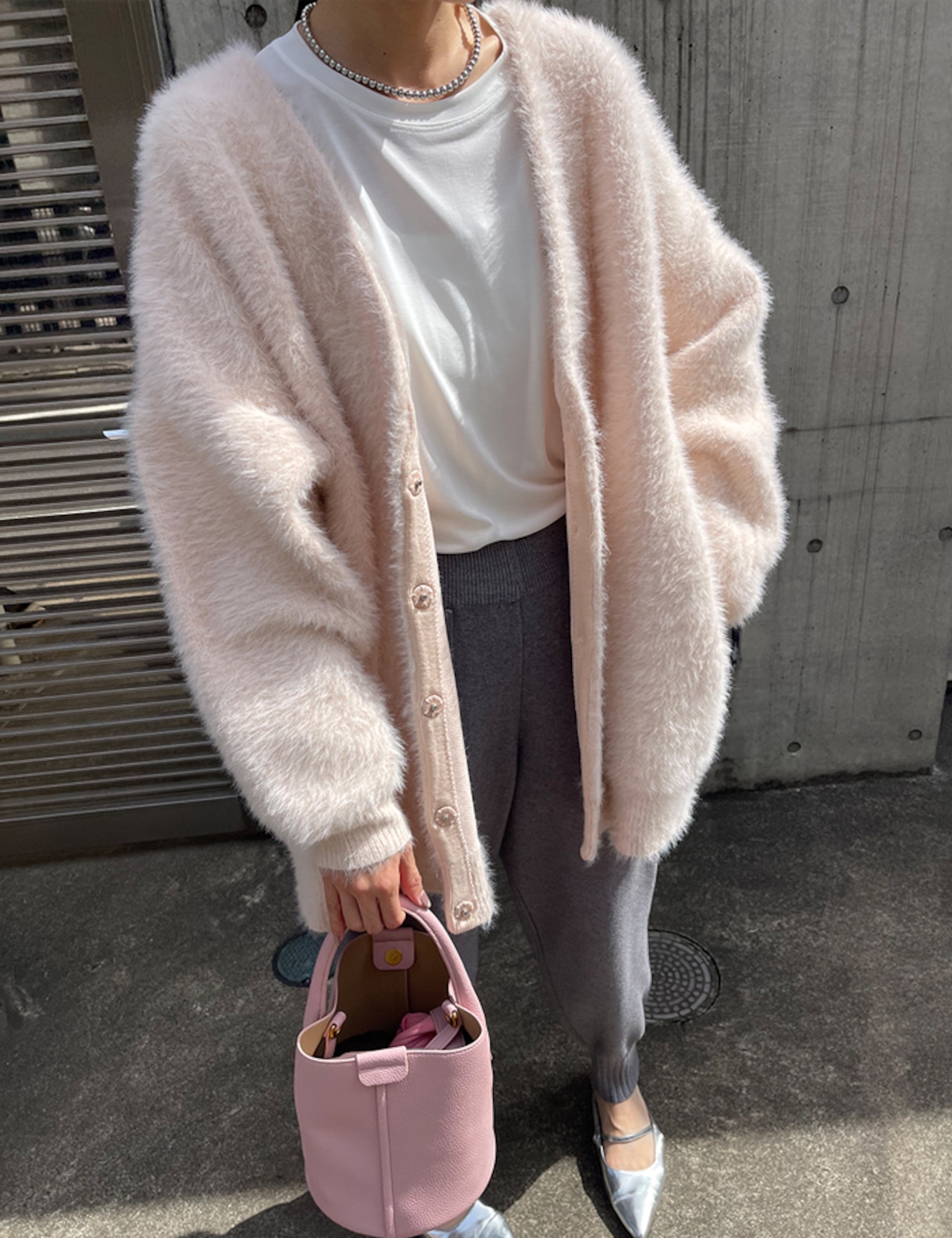 【25aw】Viscose Over-fit Cardigan_Light-Pink