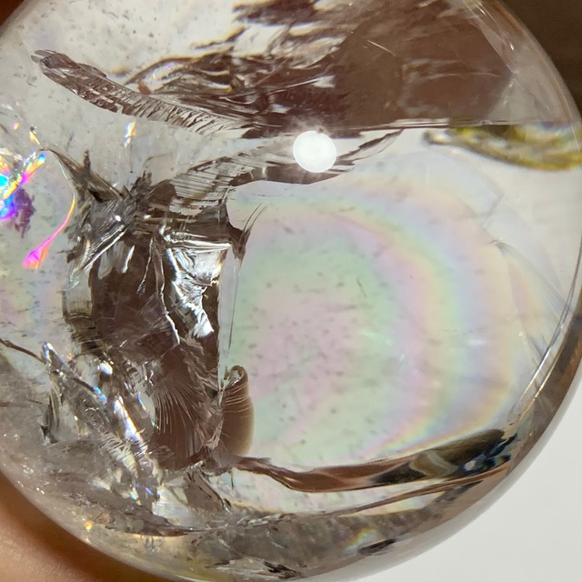 レアな大玉♪一点物！綺麗で美しいレインボー✩大玉アイリスクォーツスフィア