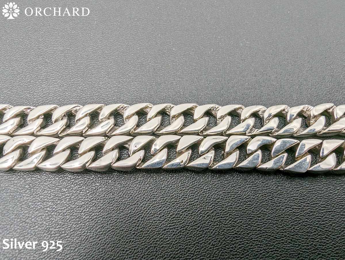 45cm 幅8mm シルバー925 ネックレス マイアミキューバン チェーン 喜平