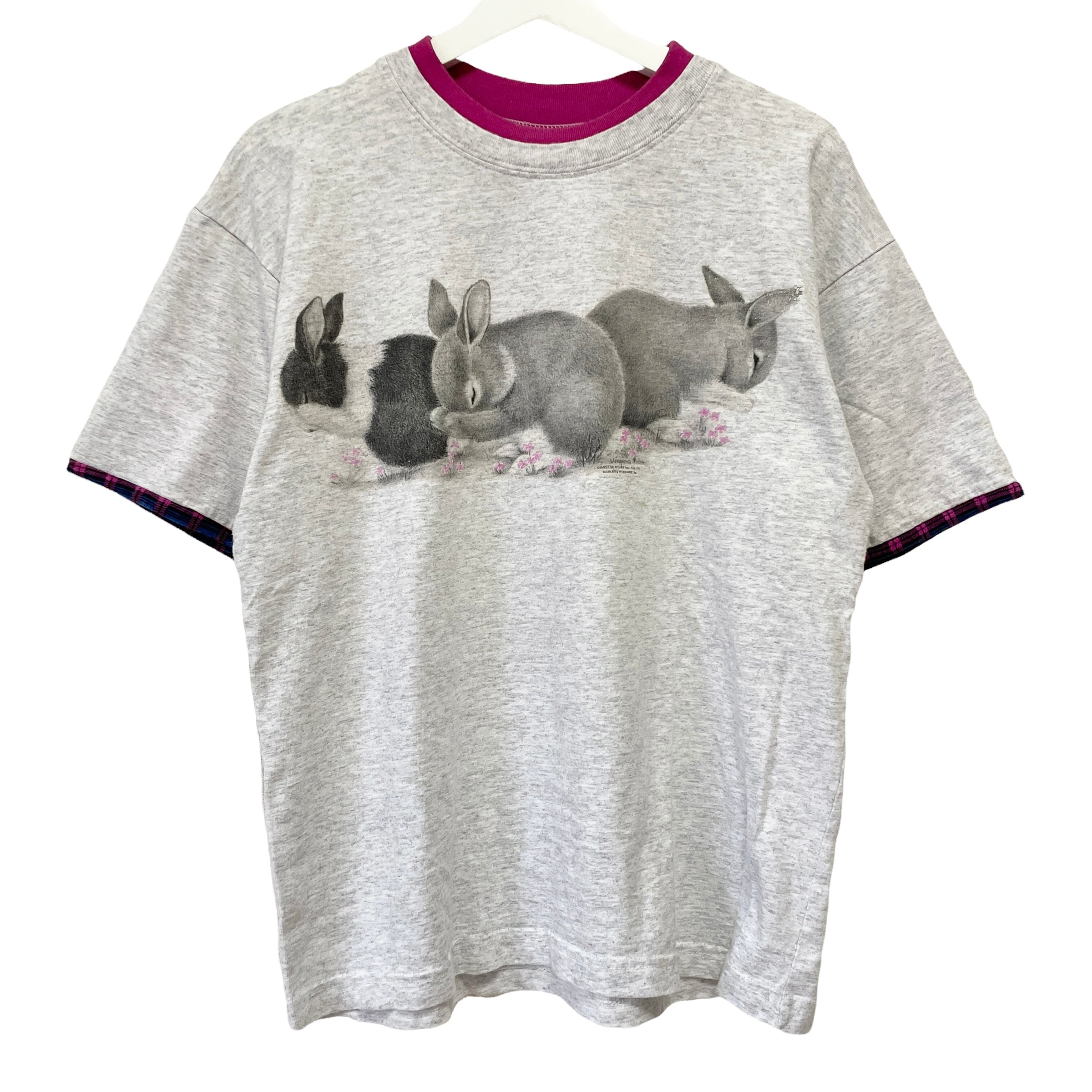 COTTON FITZ Rabbit print Tee made in USA