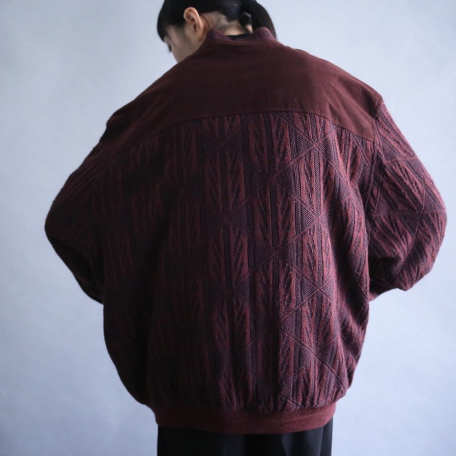 "fake suede × knit" crazy pattern blouson type 4b cardigan