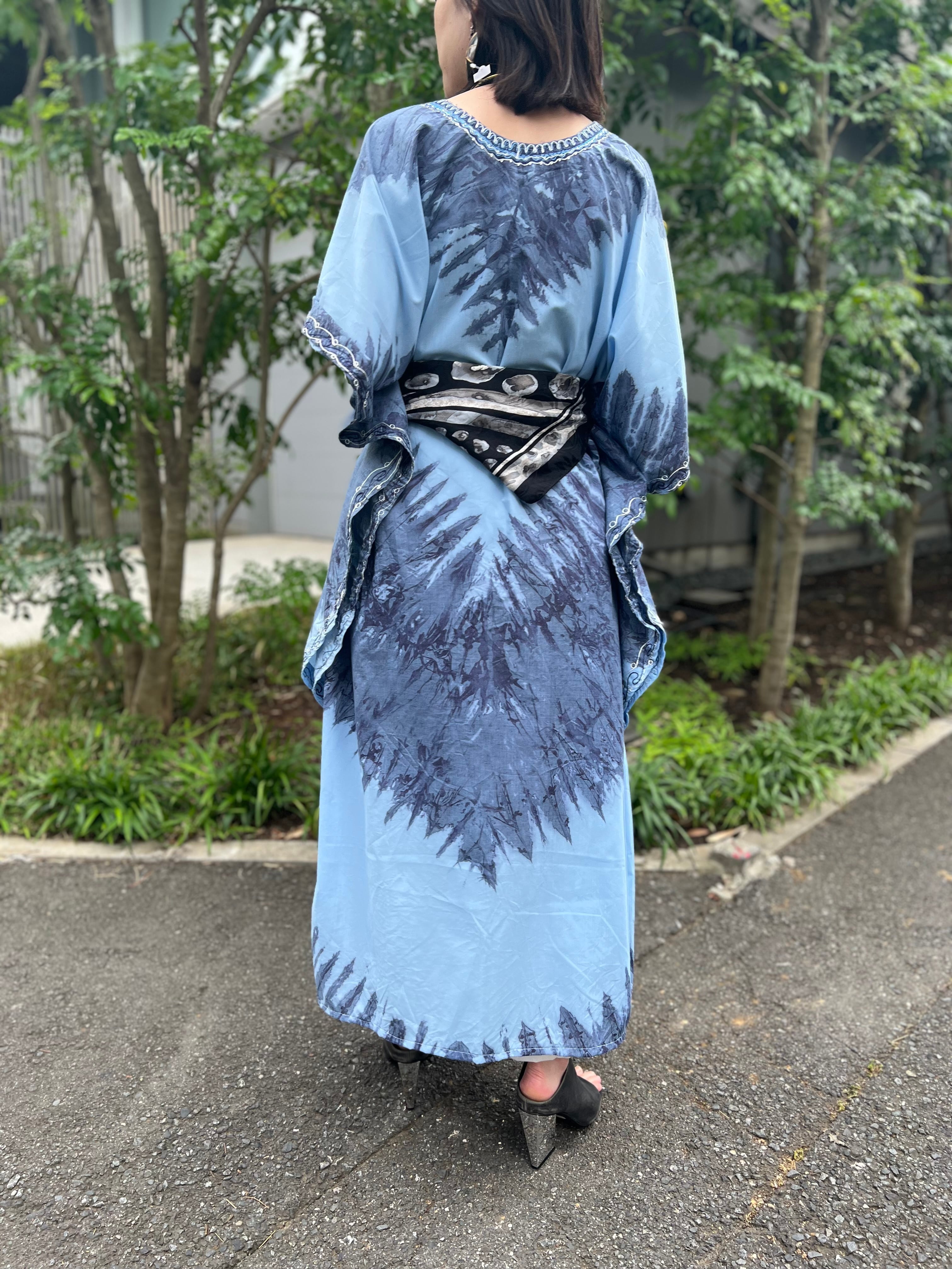 Vintage african blue cotton design dress ( ヴィンテージ