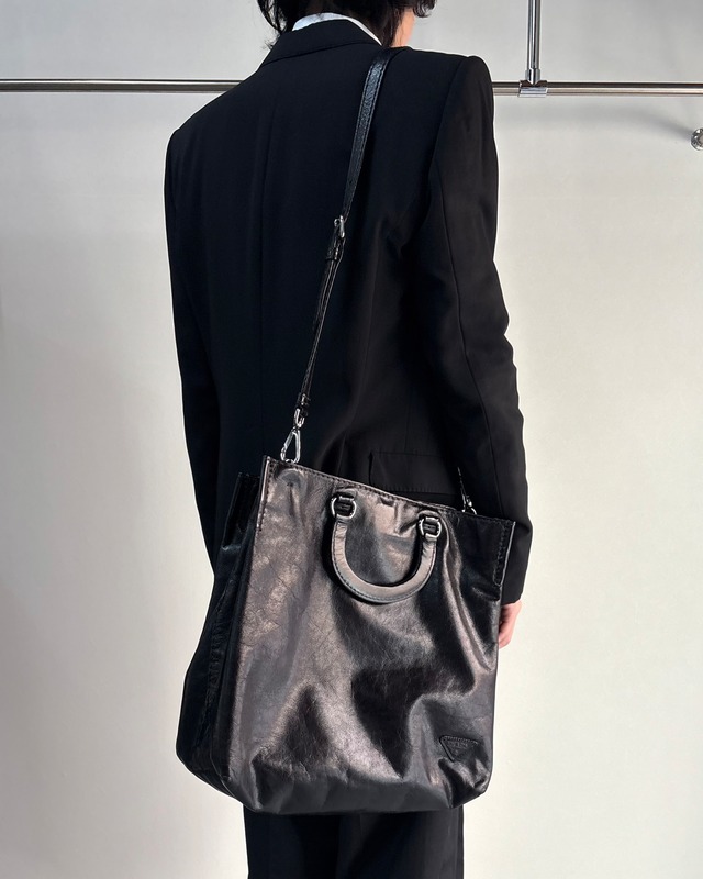 【PRADA】2-way square leather bag