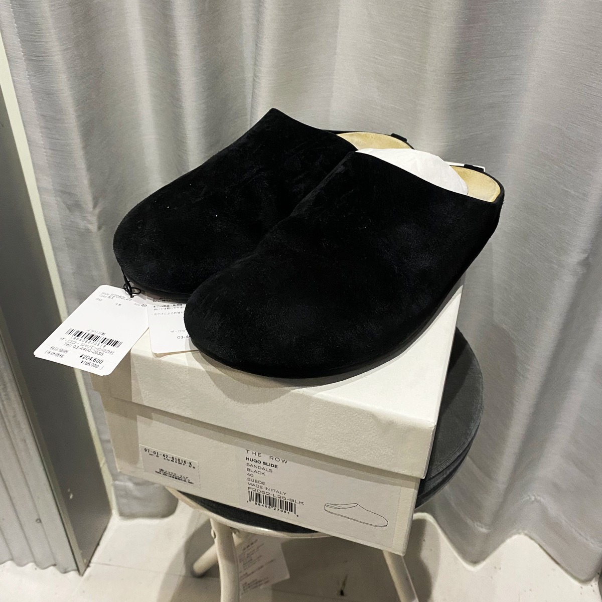 THE ROW ザロウ 24SS Hugo Slide スエード スライドサンダル ブラック 