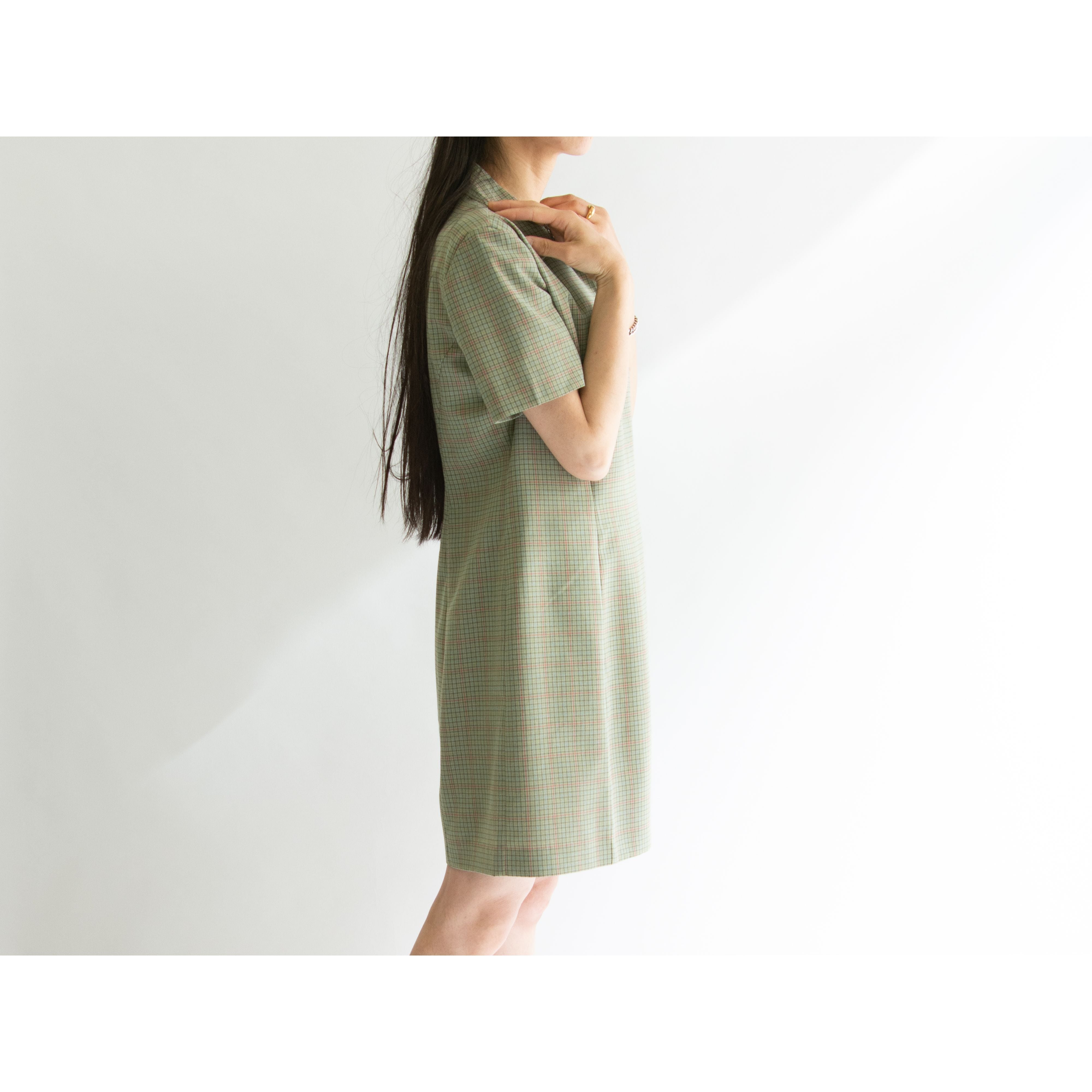 【JACOB】Made in Canada 90's Polyester-Viscose Check Dress（カナダ製 ポリエステル ヴィスコース チェック柄ドレス ワンピース）