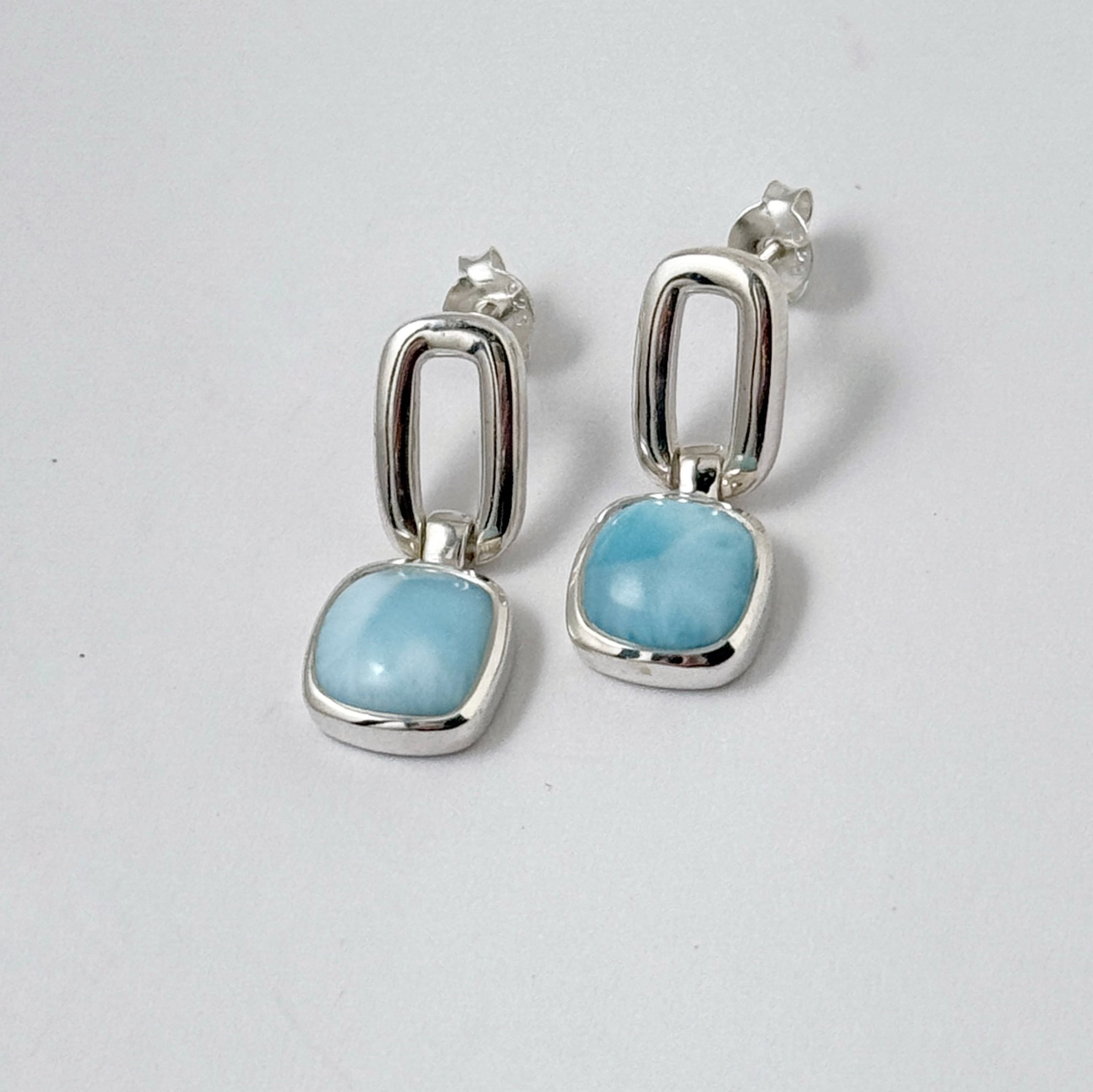 【ラスト1!】ラリマー スクエア 下がる スタッドピアス