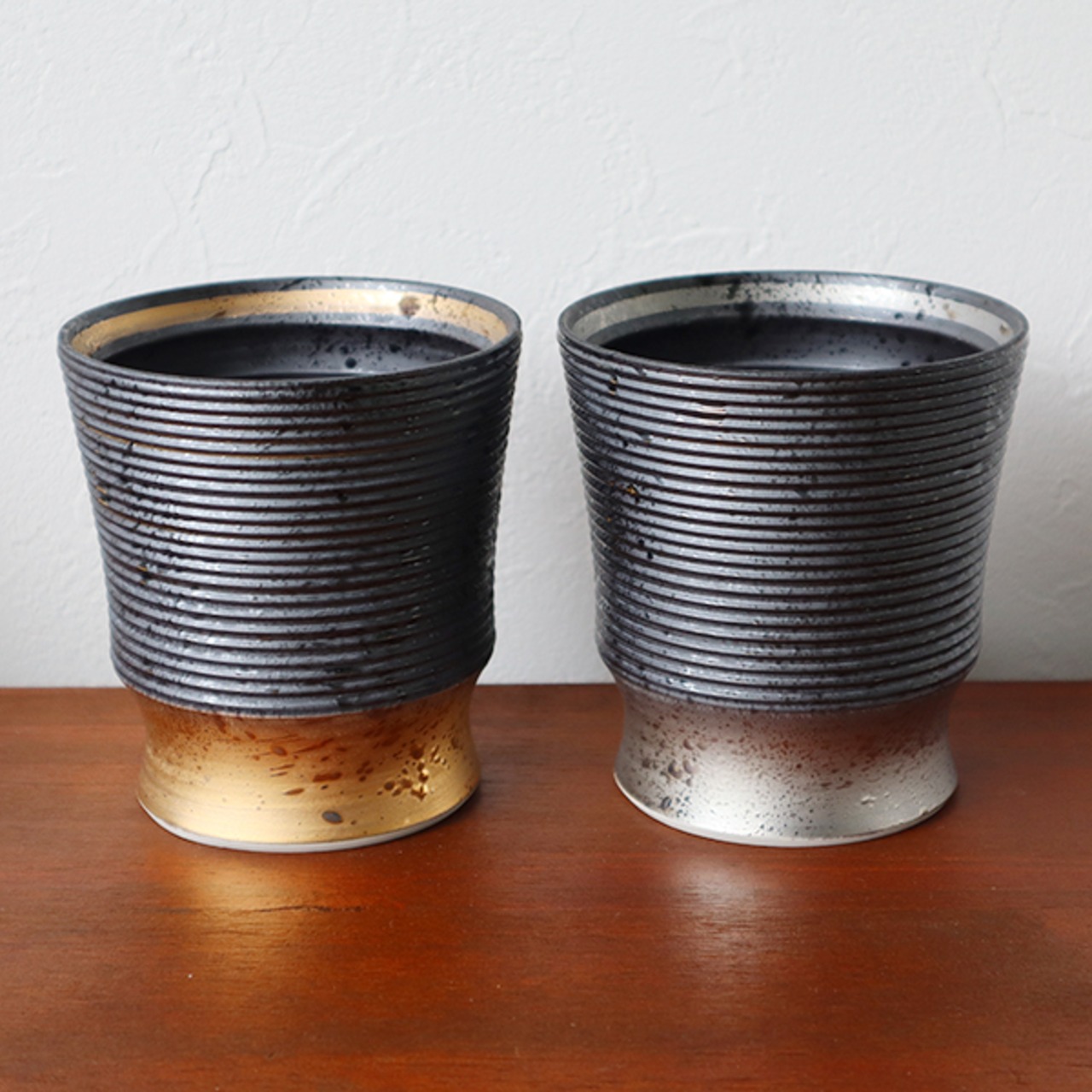 波佐見焼　wabi cup　ボーダー（金彩・銀彩）　1-123