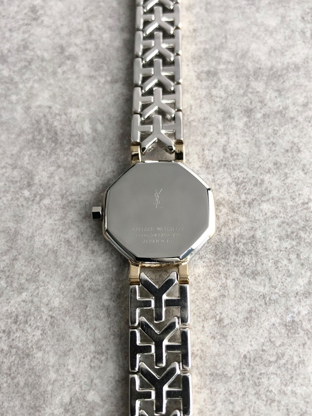 Yves Saint Laurent イヴ・サンローラン 腕時計 ゴールド シルバー オクタゴン ステンレススチール 2200-241762クウォーツ vintage ヴィンテージ オールド fsc8bp