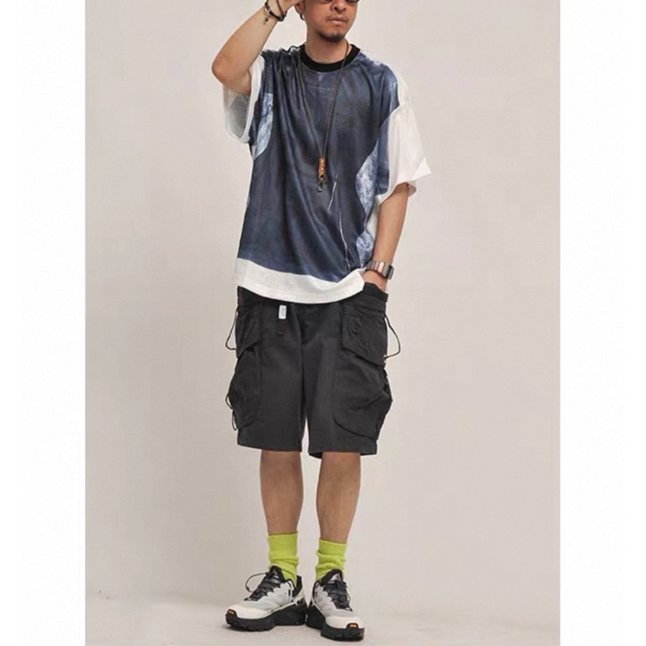 Tie dye mesh panel tee 1494 - 11