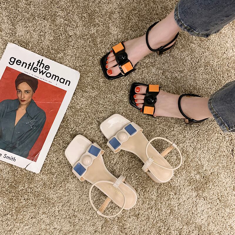 ヒールサマーレッドサンダル 靴 シューズ 夏物 ビーチ 部族の婦人靴63560111085