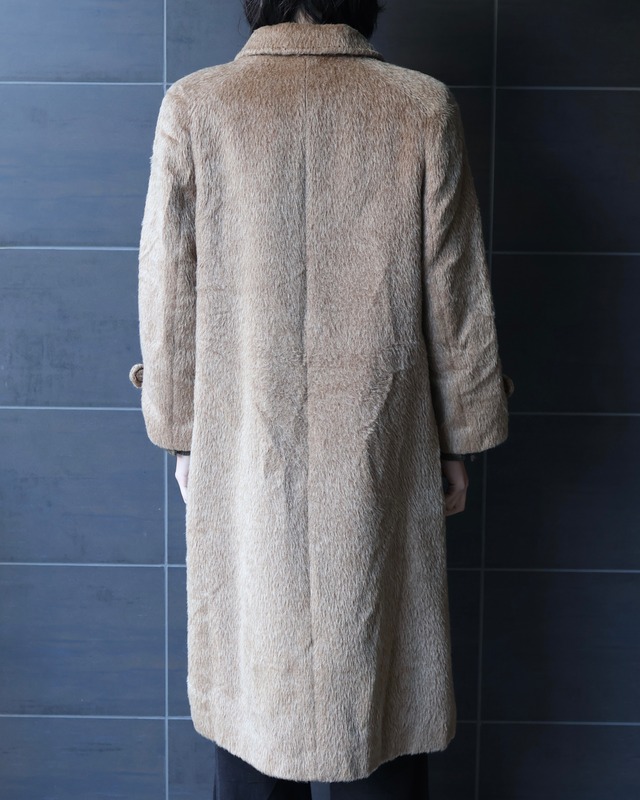 Stitched design shaggy collar coat