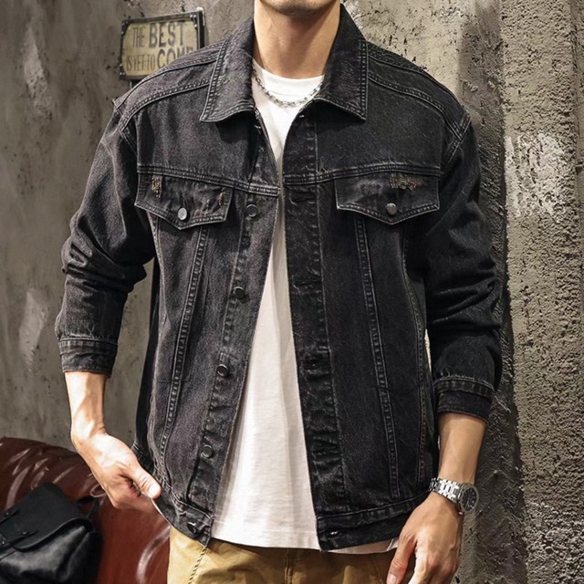 Vintage wash damage denim jacket