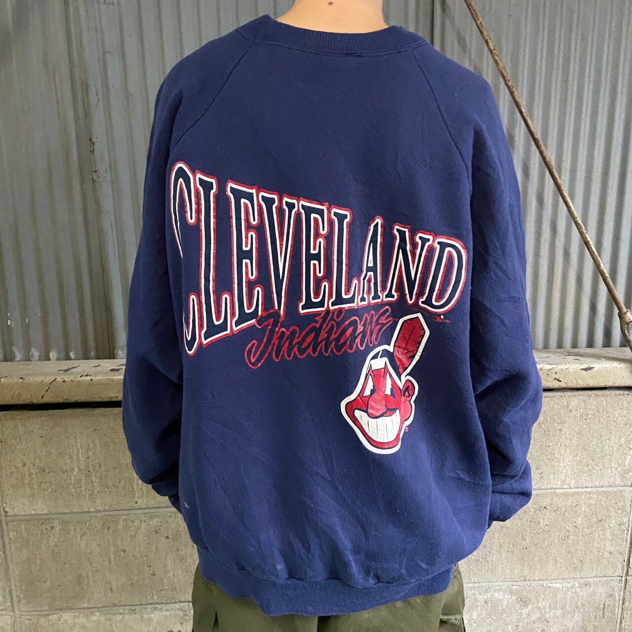 90年代 MLB クリーブランド・インディアンズ Cleveland Indians ロゴ刺繍 スウェット メンズXL