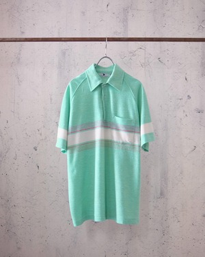 old sherbet color knit polo shirt