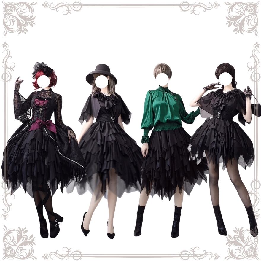 ロリータ スカート 3点セット ストライプ柄 アイドル風 ショート丈